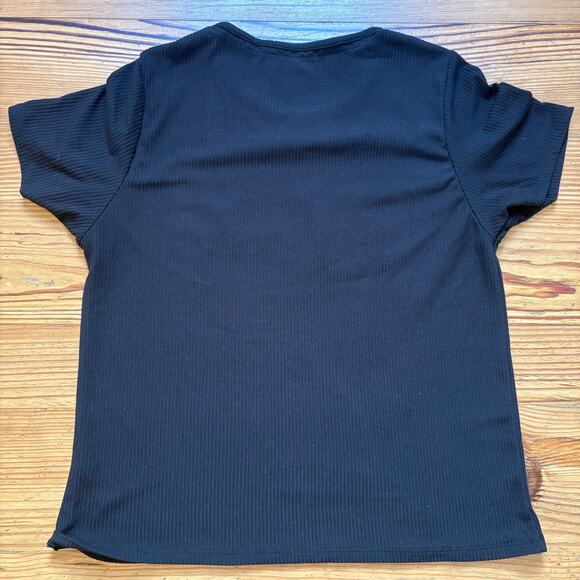 Juicy Couture black ribbed jeweled lettering short sleeve shirt SIZE XL - Picture 4 of 4